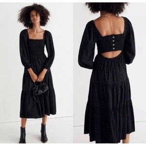 Madewell Lucie Tiered Midi Dress in Dot Item NH099  SZ 1X NWT